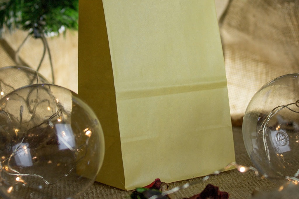 Torba papierowa klockowa 100x70x280mm Żółta