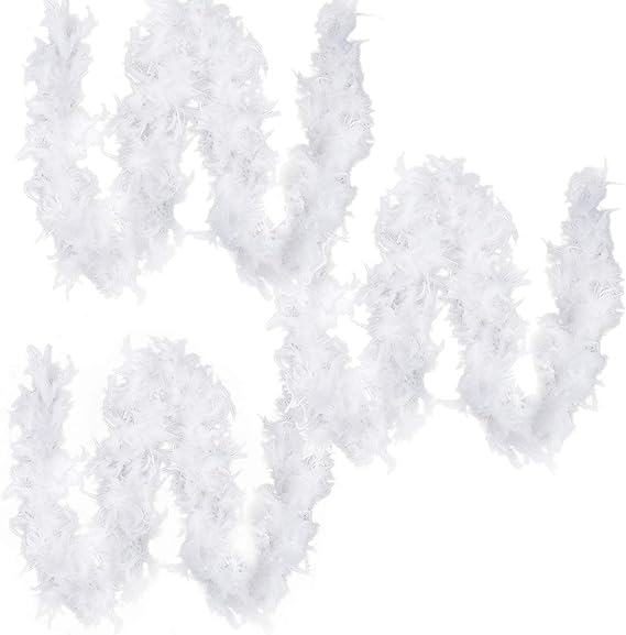 Biały łańcuch z piórek anielski boa