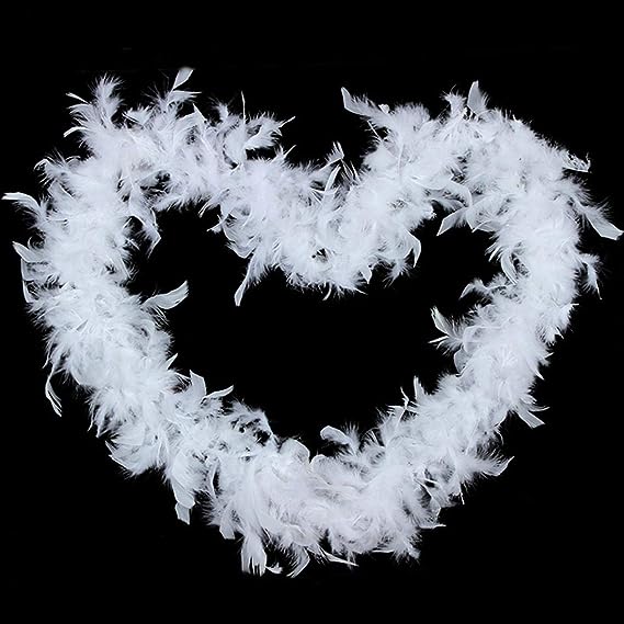 Biały łańcuch z piórek anielski boa