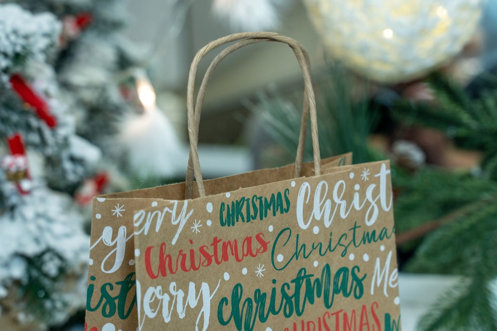 Torba papierowa świąteczna 180x80x220mm Merry Christmas