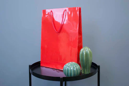 Torba laminowana z uchwytem sznurkowym 300x100x400mm Czerwona