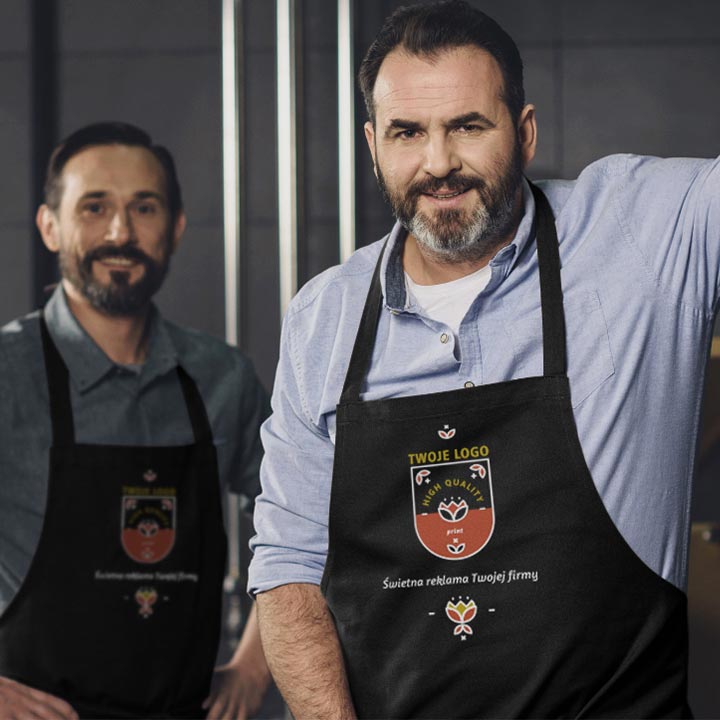 Fartuch kuchenny z własnym nadrukiem CZARNY
