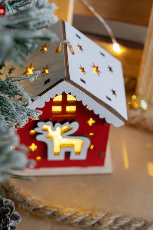 Świąteczny Lampion Drewniany - Renifer