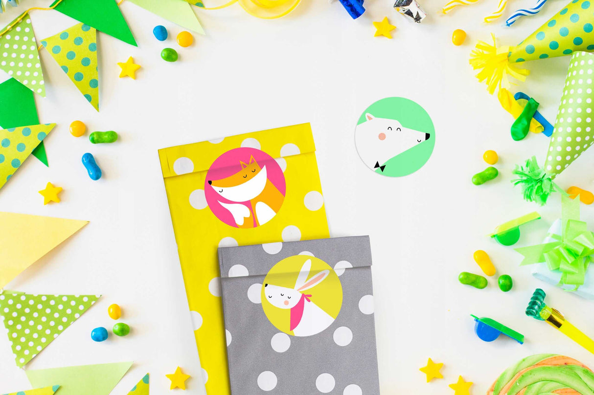 Torebki papierowe na cukierki 10x7x28 (6szt.) Zwierzątka