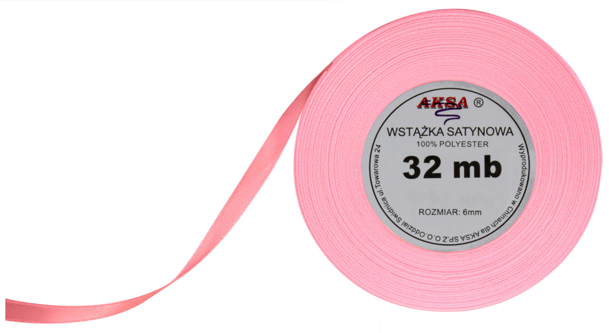 Tasiemka satynowa PUDROWY RÓŻ 6mm