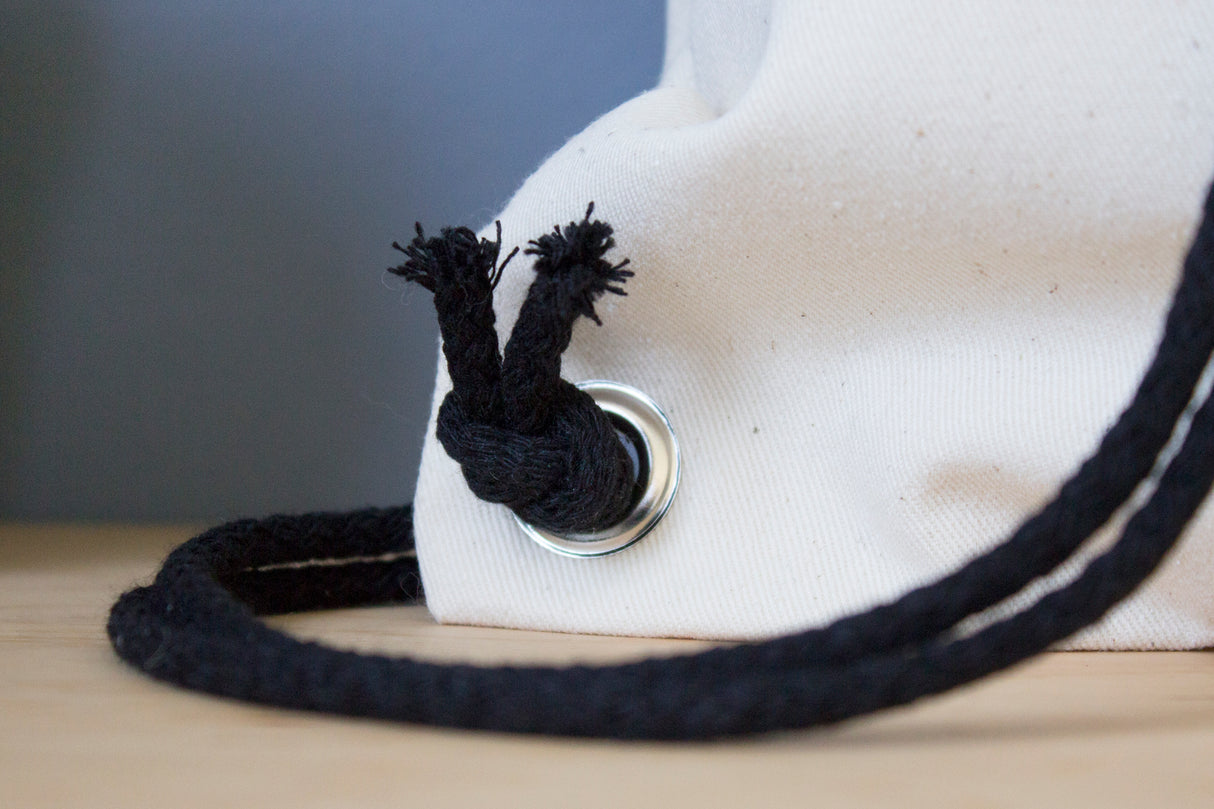 Plecak worek bawełniany 340x400mm Ecru z czarnym sznurkiem