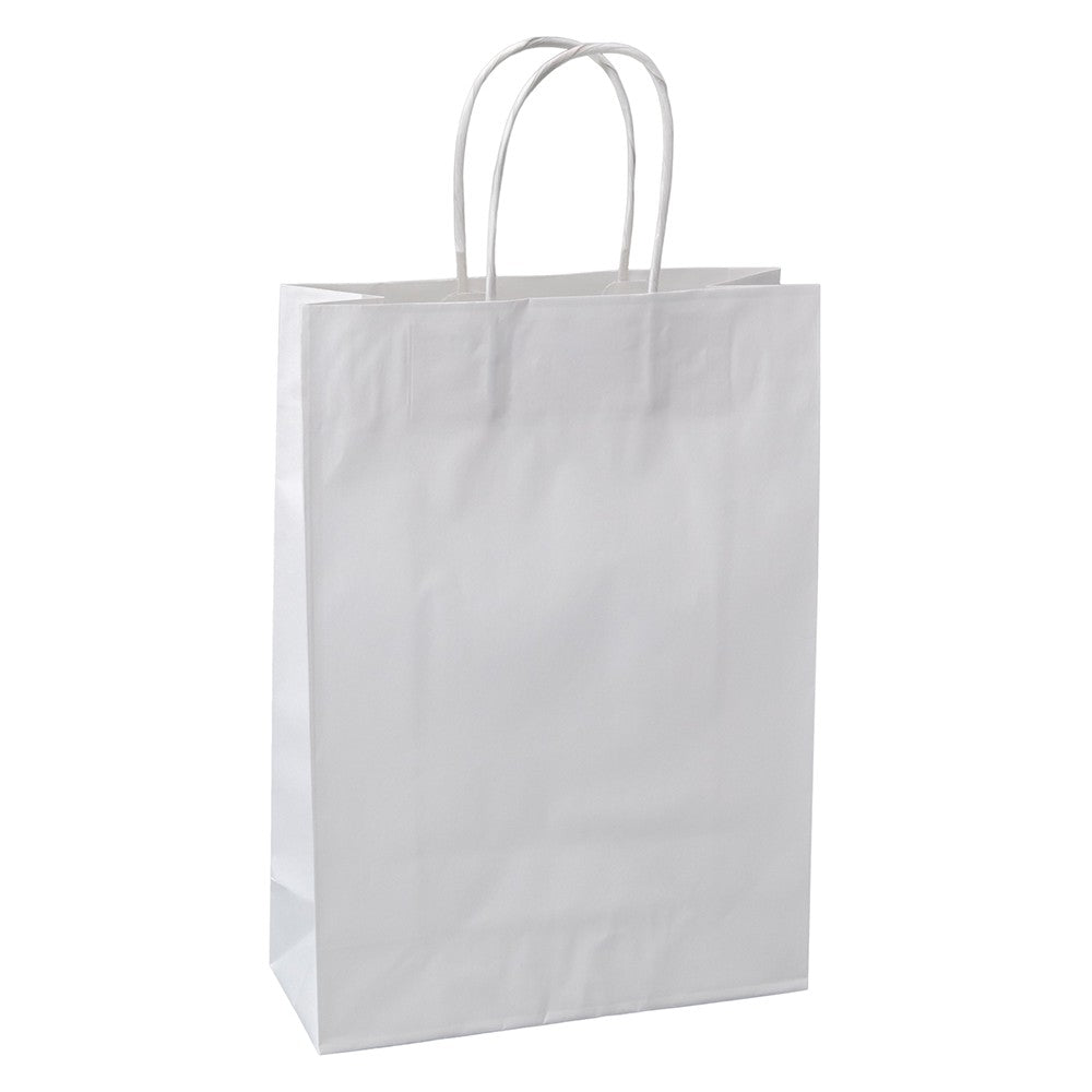 Torba papierowa z uchwytem skręcanym 240x100x340mm Biała Premium