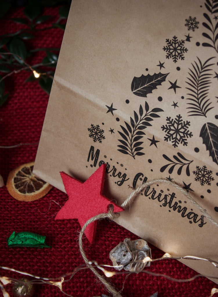 Torba papierowa świąteczna 180x80x230mm Merry Christmas Choinka