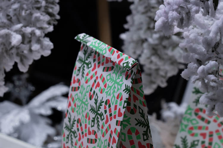 Torba papierowa świąteczna 160x80x270mm Laski Świąteczne