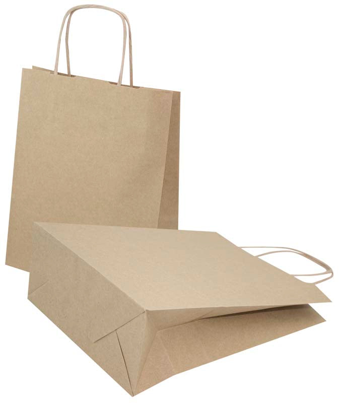 Torba papierowa z uchwytem skręcanym 180x80x225mm Brązowa