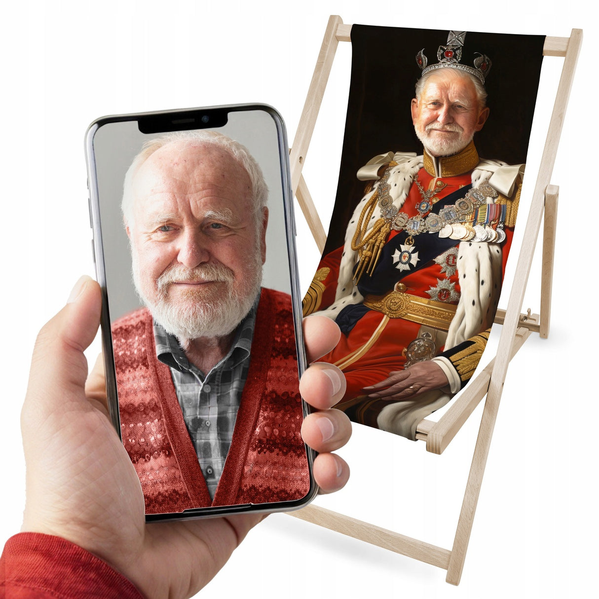 Leżak drewniany personalizowany Karykatura Prezent na Dzień Dziadka