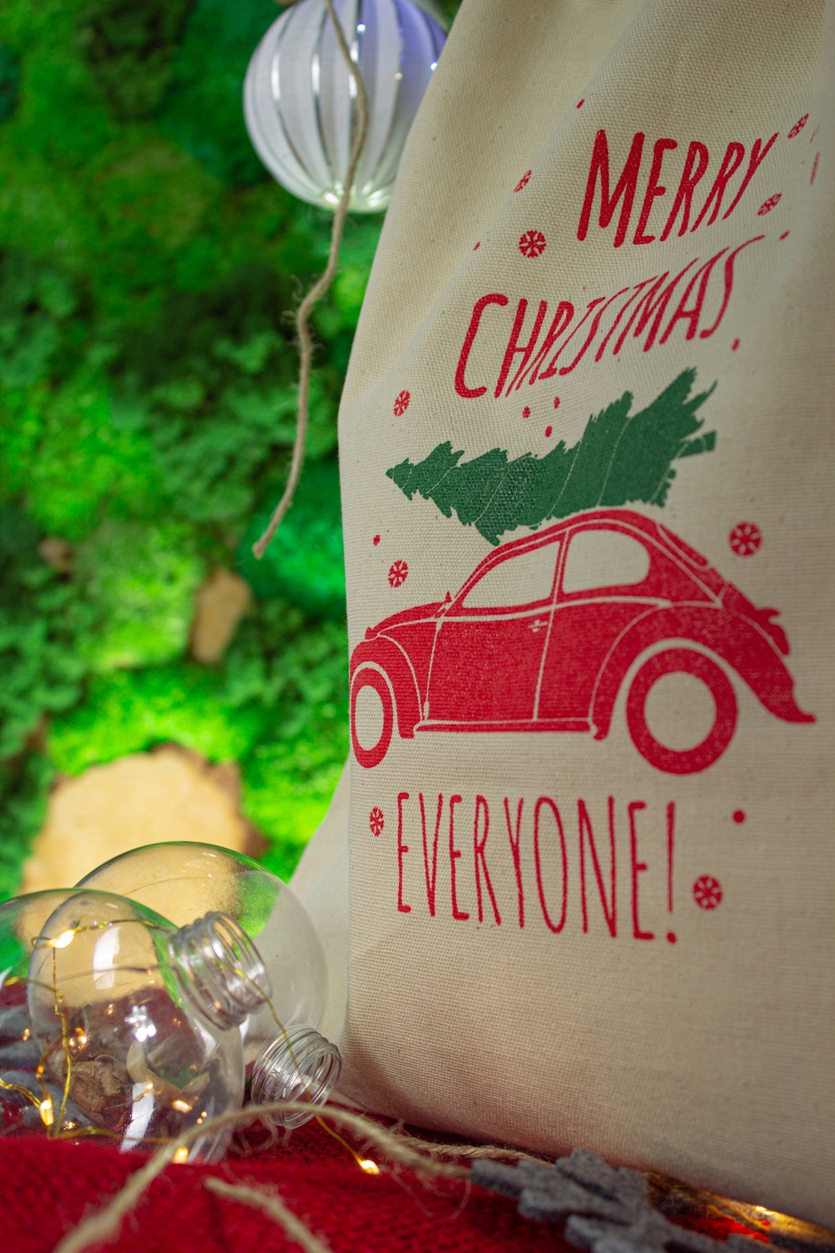 Woreczek bawełniany 17x20 cm Ecru Samochód