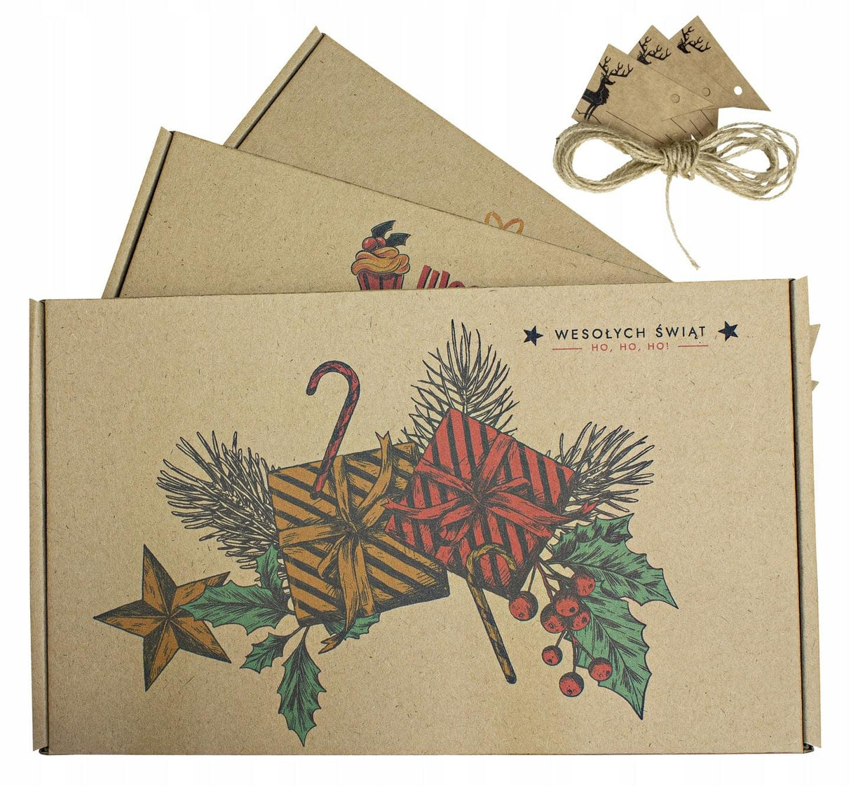 Kartony świąteczne prezentowe ZESTAW 3szt. PREZENTY