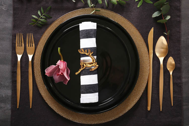 Obrączka na serwetki złote Renifery