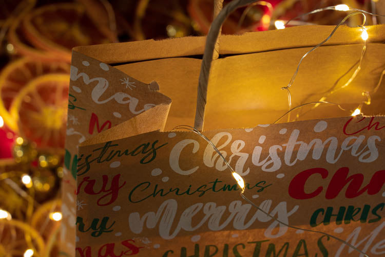 Torba papierowa świąteczna 180x80x220mm Merry Christmas