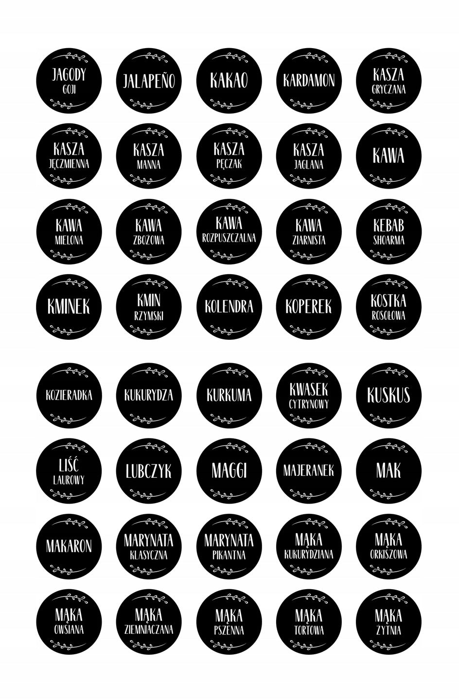 Naklejki na przyprawy 200szt.