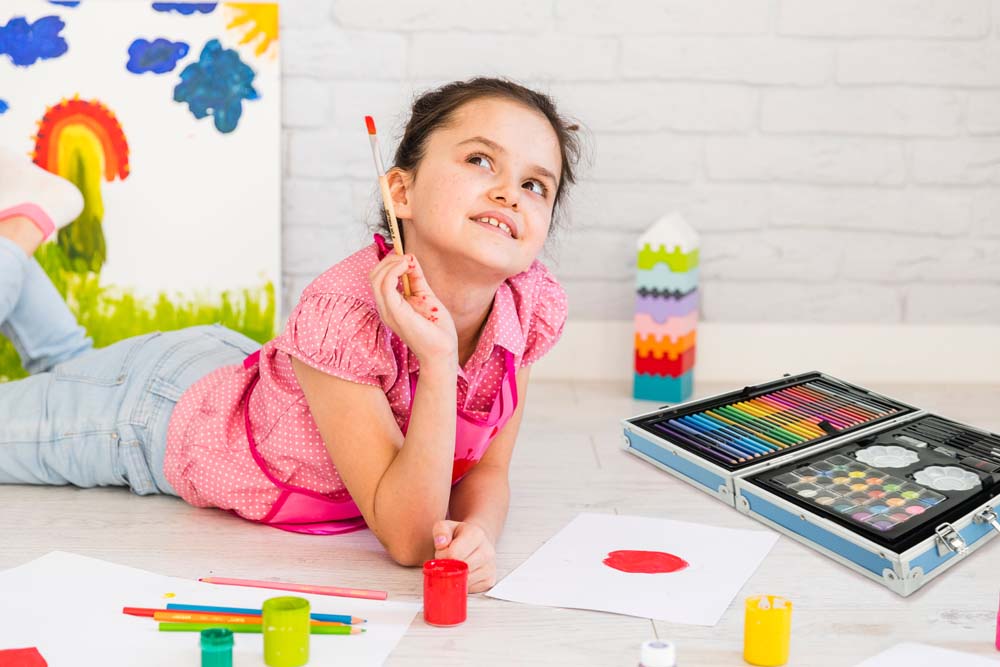 DUŻY Zestaw artystyczny Do Malowania NIEBIESKI