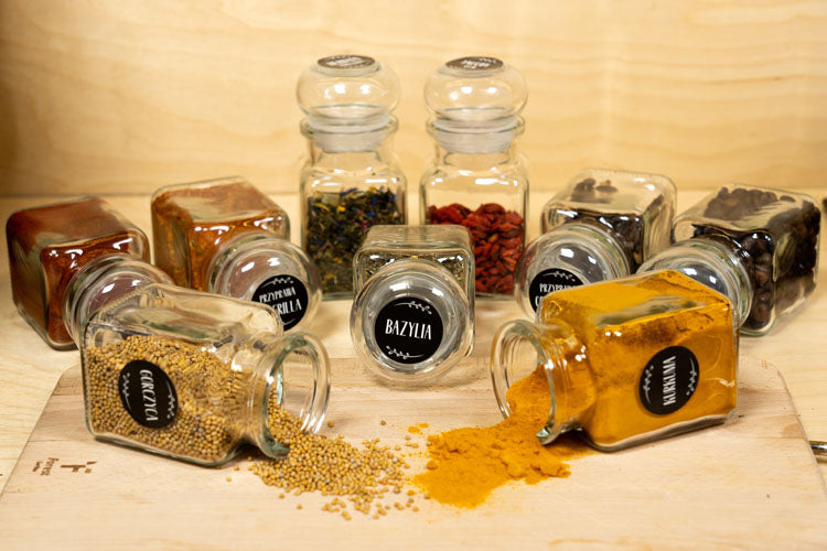 Słoiki na przyprawy 150ml 24 sztuki+ 200 naklejek+ czerpak+EBOOK