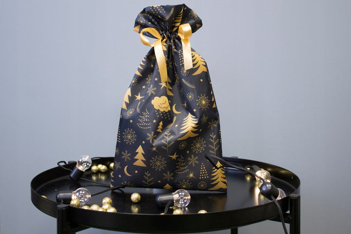 Woreczek poliestrowy 20x35cm Złote Choinki