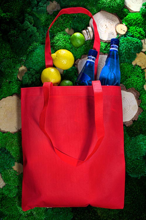 Torba polipropylenowa czerwona 360x420mm Uchwyt: 70cm