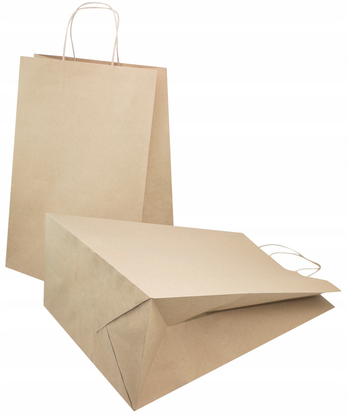 Torba papierowa 240x100x360mm z uchwytem skręcanym prążek Brązowa