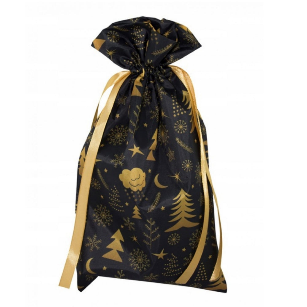 Woreczek poliestrowy 20x35cm Złote Choinki