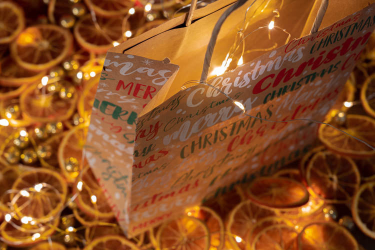 Torba papierowa świąteczna 180x80x220mm Merry Christmas