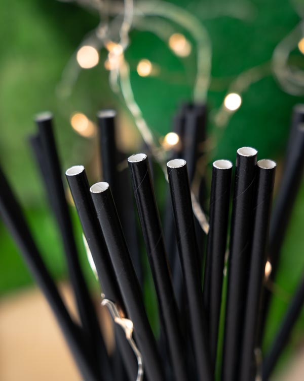 Słomki papierowe CZARNE 20cm ekologiczne 250szt