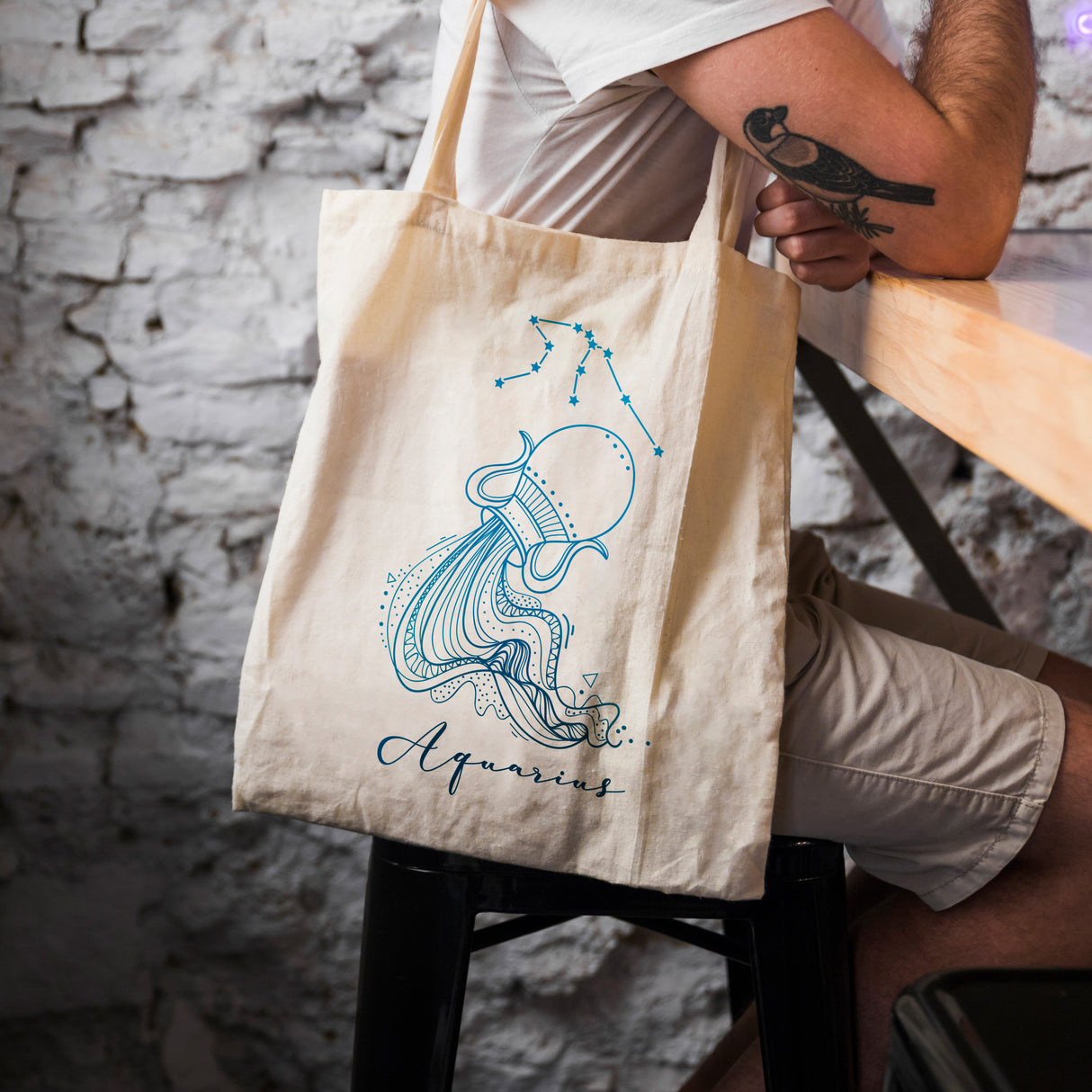 Torba bawełniana z nadrukiem Ecru WODNIK