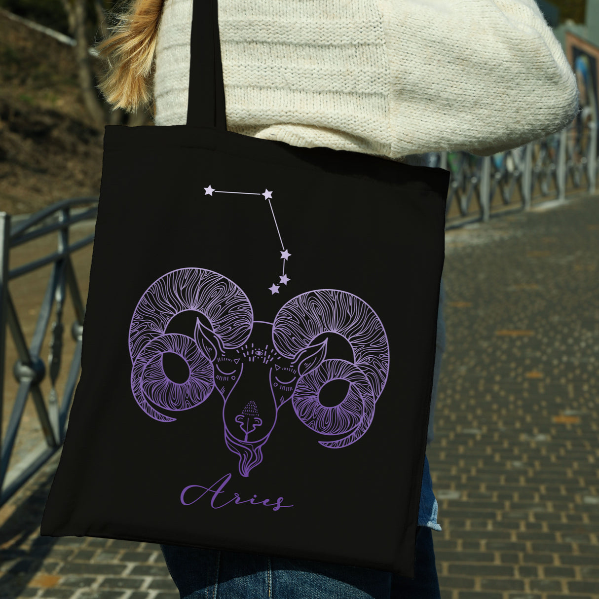 Torba bawełniana z nadrukiem Czarna BARAN