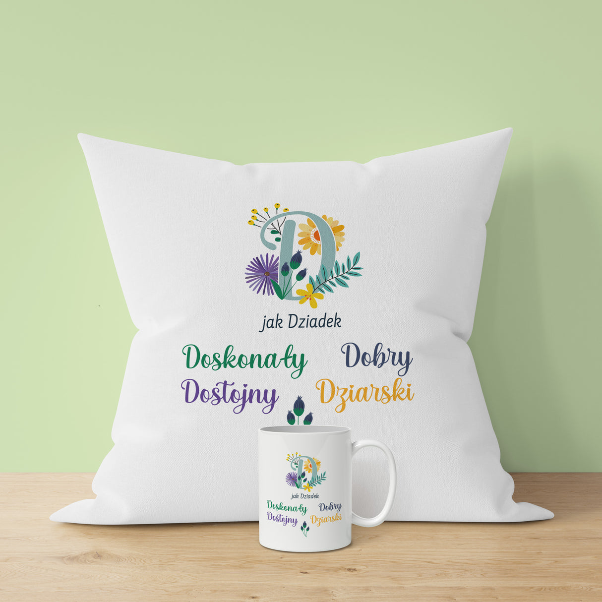 Zestaw Poduszka Kubek jak Babcia jak Dziadek Prezent na Dzień Babci i Dziadka