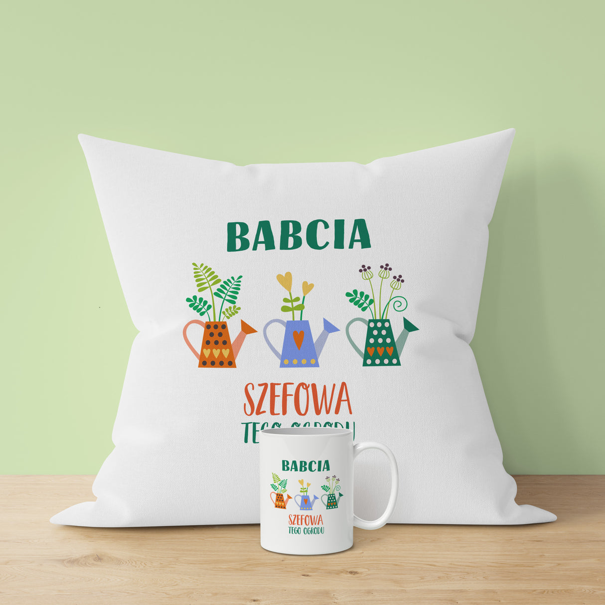 Zestaw Poduszka Kubek Babcia Dziadek Szef tego ogrodu Prezent na Dzień Babci i Dziadka