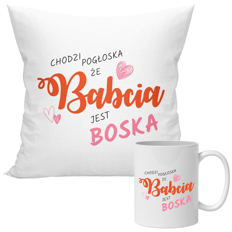 Zestaw Poduszka Kubek Babcia jest boska Prezent na Dzień Babci