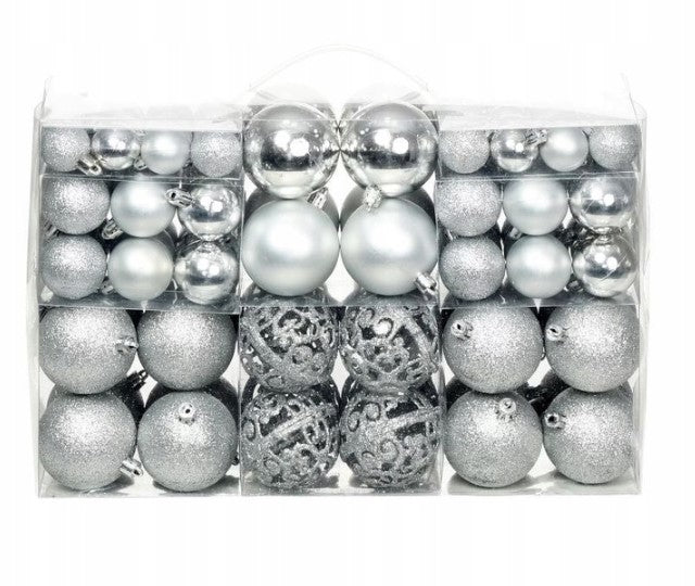 Bombki choinkowe Srebrne zestaw 100szt.