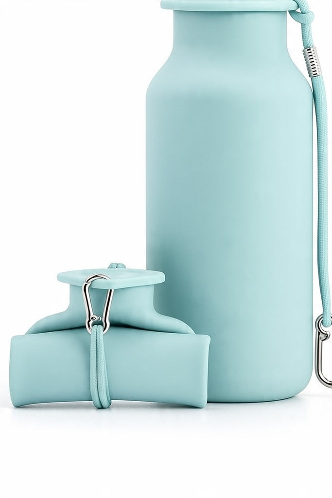 Lekki składany bidon silikonowy z uchwytem