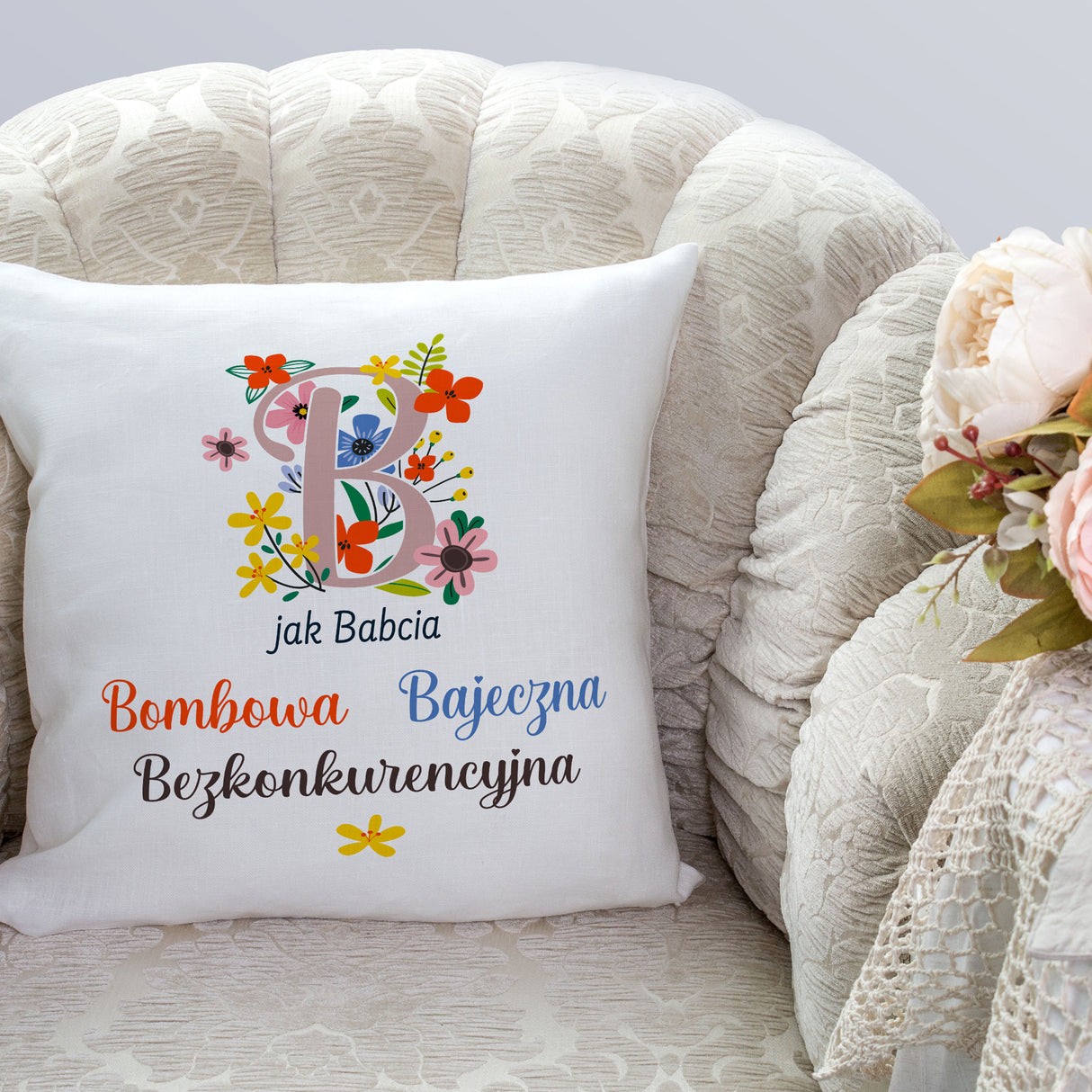 Poduszka na Dzień Babci - B jak Babcia Prezent na Dzień Babci