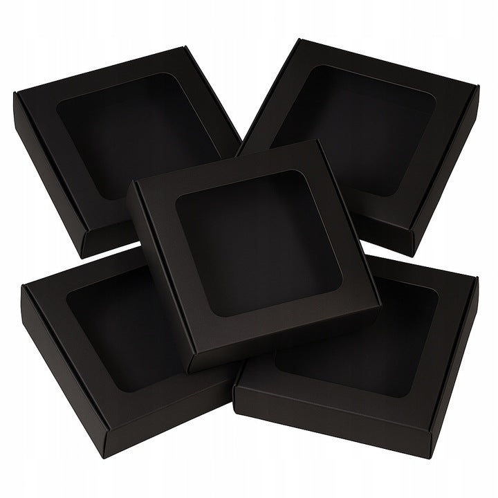 Czarne pudełka prezentowe z okienkiem 5 szt.