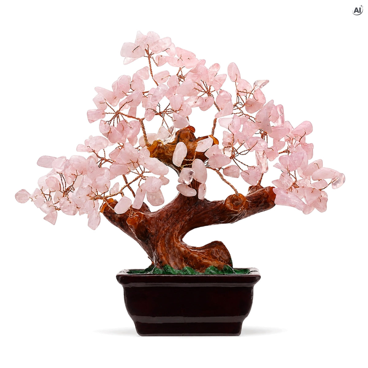 Drzewko szczęścia bonsai z różowego kwarcu