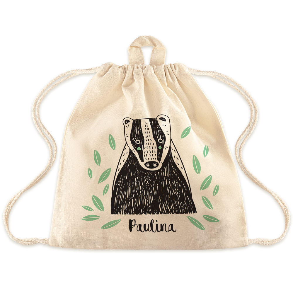 Worek plecak dla dziecka BORSUK+ IMIĘ - ecru