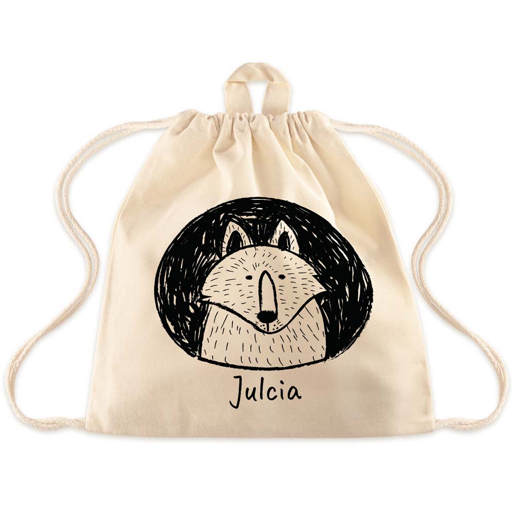 Worek plecak dla dziecka WILK + IMIĘ- ecru