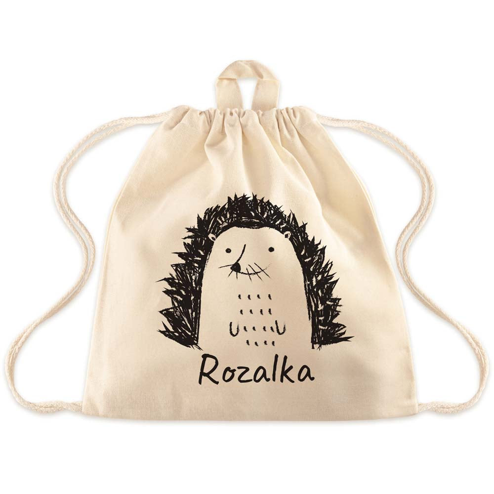 Worek plecak dla dziecka JEŻ + IMIĘ - ecru