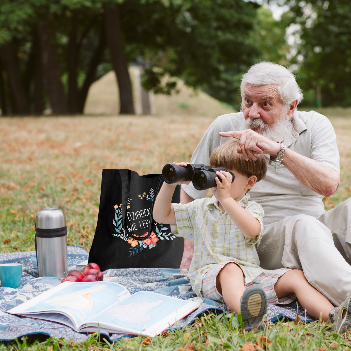Torba Bawełniana Dziadek wie lepiej Prezent na Dzień Dziadka Czarna