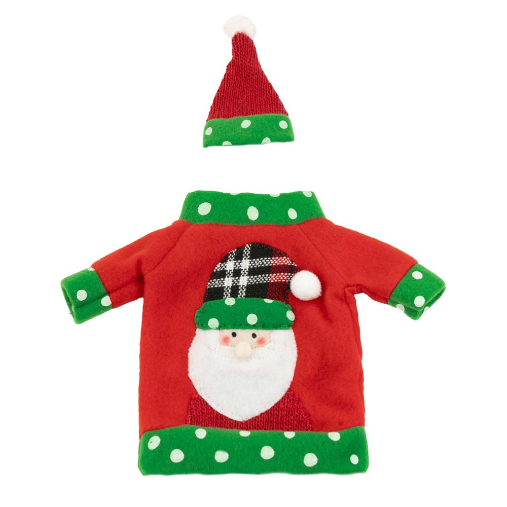 Świąteczne pokrowce na butelki z czapeczką