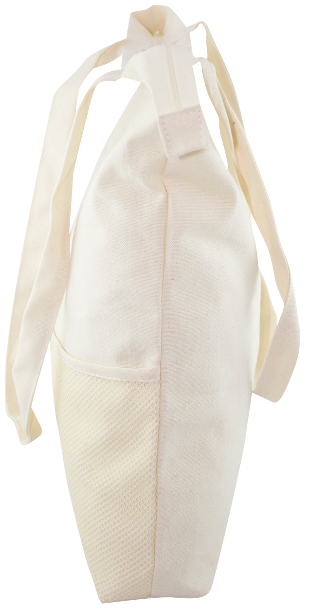 Torba shopper materiałowa siatka metka ALLBAG 36x8,5x42 ECRU