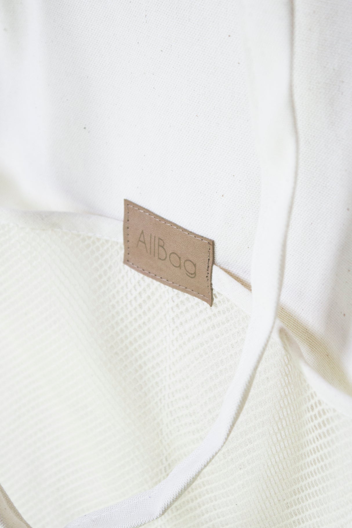 Torba shopper materiałowa siatka metka ALLBAG 36x8,5x42 ECRU