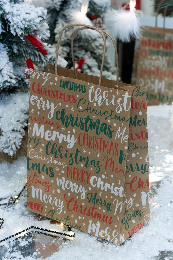 Torba papierowa świąteczna 180x80x220mm Merry Christmas