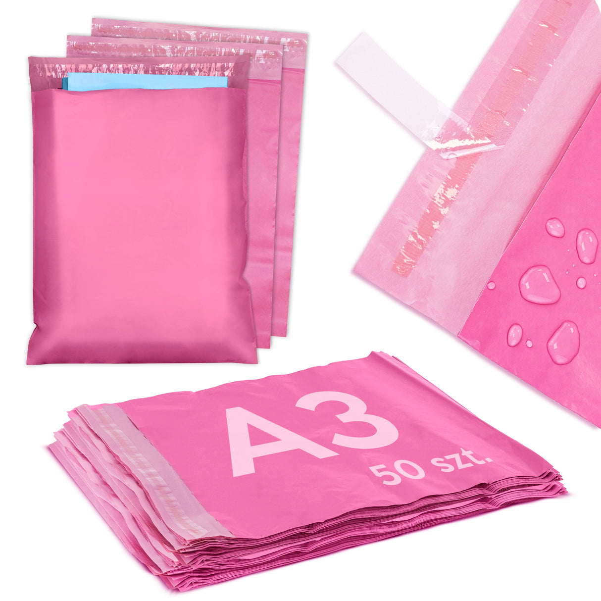 Foliopaki kurierskie A3 310x420mm 50 szt. FUKSJA