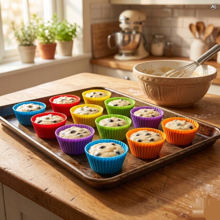 Silikonowe foremki do muffinek kolorowe 24 szt.