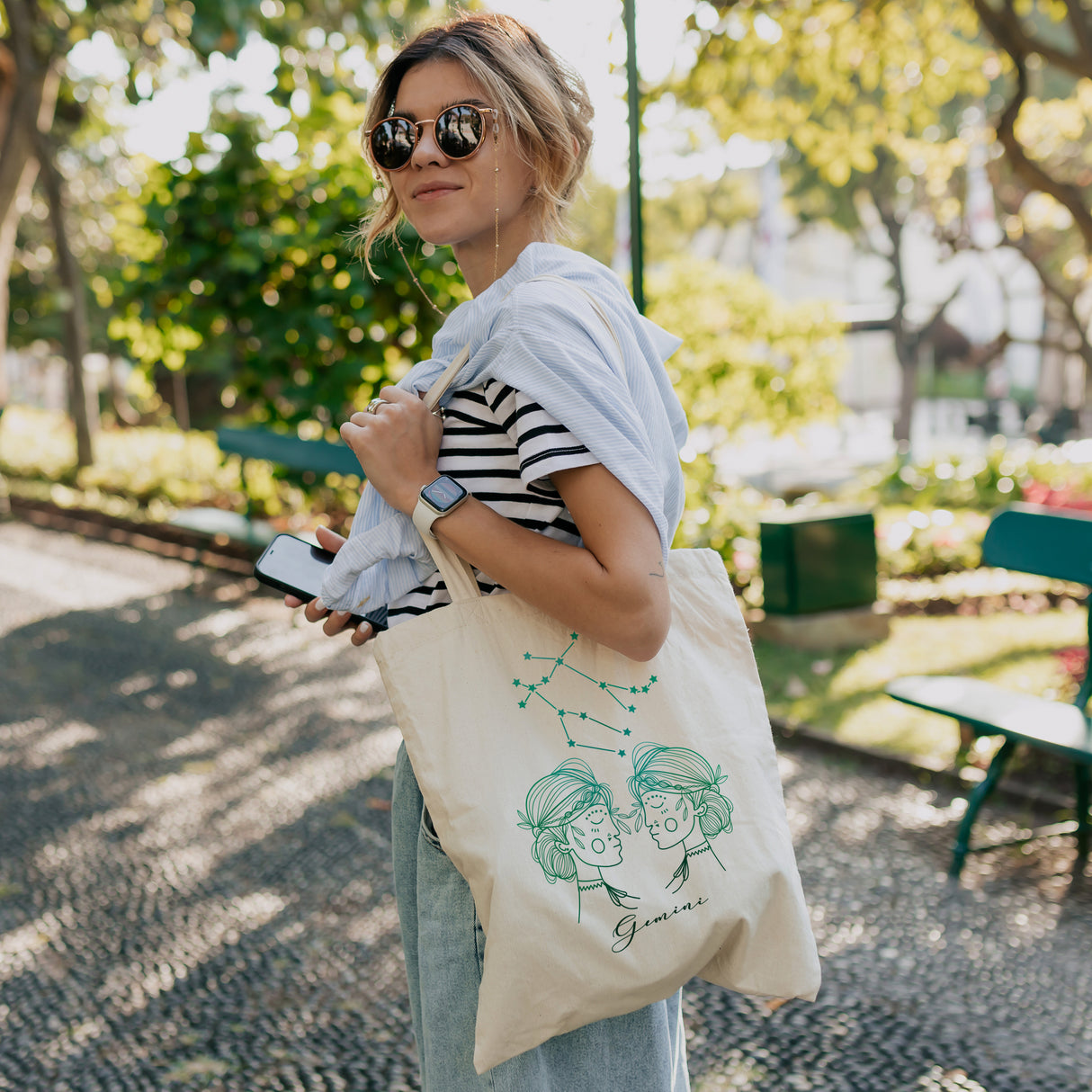 Torba bawełniana z nadrukiem Ecru BLIŹNIĘTA