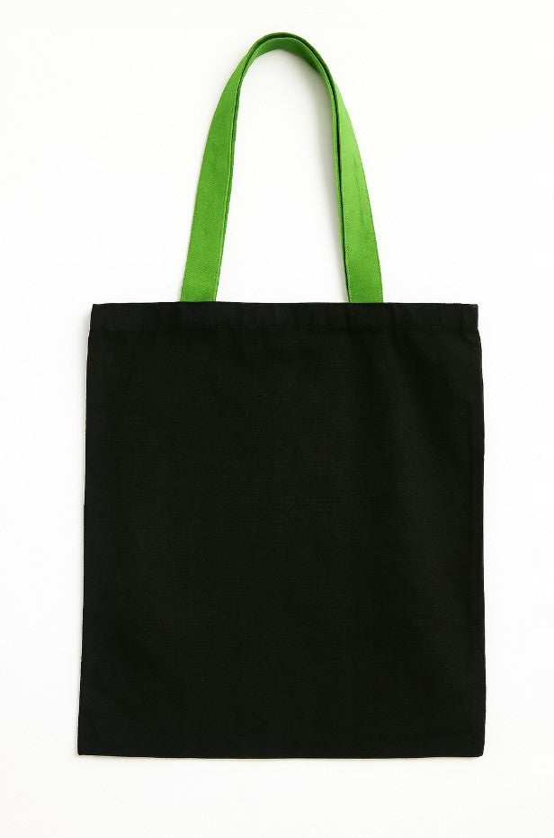 Torba Bawełniana 380x420mm Czarna Uchwyt Jasnozielony: 70cm